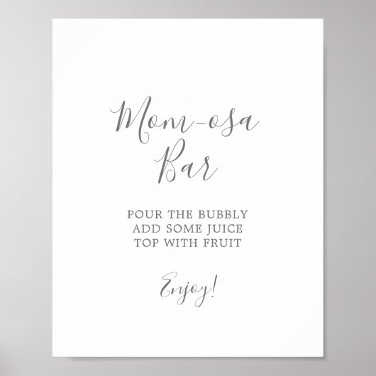 Minimalistische Silver Baby shower Mam-osa Bar Sig Poster (Voorkant)
