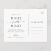 Minimalistische Silver Home Sweet Home Movement Aankondigingskaart (Achterkant)