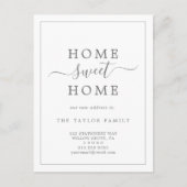 Minimalistische Silver Home Sweet Home Movement Aankondigingskaart (Voorkant)