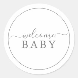 Minimalistische Silver Welcome Baby shower Sticker