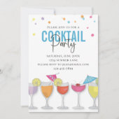 Minimalistische Simpele Cocktailparty Moderne Blau Kaart (Voorkant)