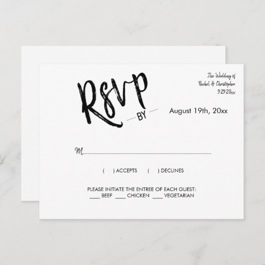 Minimalistische Simple Calligraphy Script Response Briefkaart (Voorkant / Achterkant)