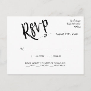 Minimalistische Simple Calligraphy Script Response Briefkaart