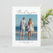 Minimalistische Simple Script Hart Trouwkaart Bedankkaart (Staand voorkant)