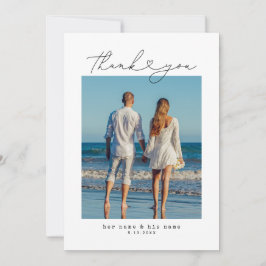 Minimalistische Simple Script Hart Trouwkaart Bedankkaart