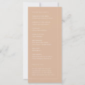 Minimalistische Simple Tan Wedding Ceremony-progra (Achterkant)