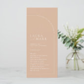 Minimalistische Simple Tan Wedding Ceremony-progra (Staand voorkant)