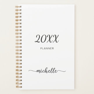 Minimalistische Simple White Monogram Name 2023 Pl Planner