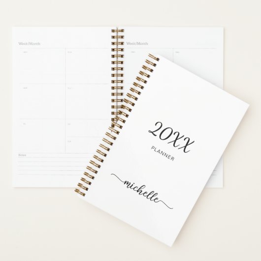 Minimalistische Simple White Monogram Name 2023 Pl Planner (Display)