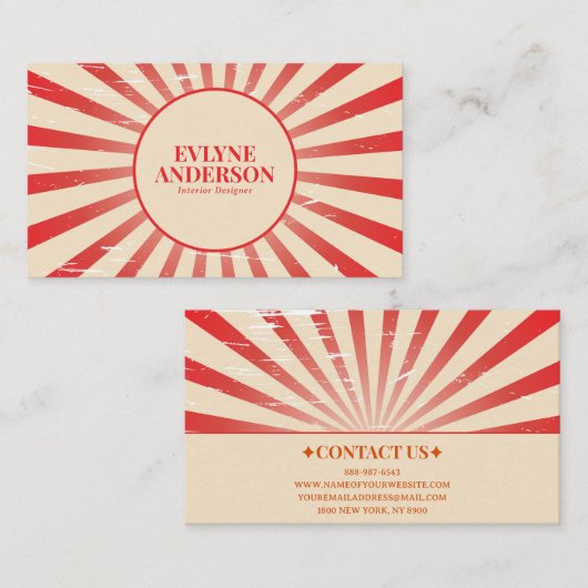 Minimalistische Sinaasappel aardse strepen Grunge Visitekaartje (Voorkant / Achterkant)