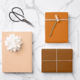 Minimalistische sinaasappel & bruin Effen Kleuren  Inpakpapier Vel