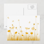 Minimalistische Sinaasappel en Witte Poppies Meado Briefkaart (Voorkant / Achterkant)