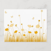 Minimalistische Sinaasappel en Witte Poppies Meado Briefkaart (Voorkant)