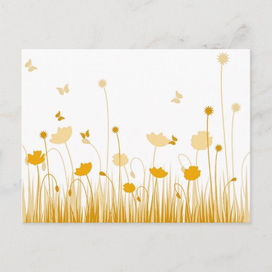 Minimalistische Sinaasappel en Witte Poppies Meado Briefkaart (Voorkant)