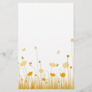 Minimalistische Sinaasappel en Witte Poppies Meado Briefpapier