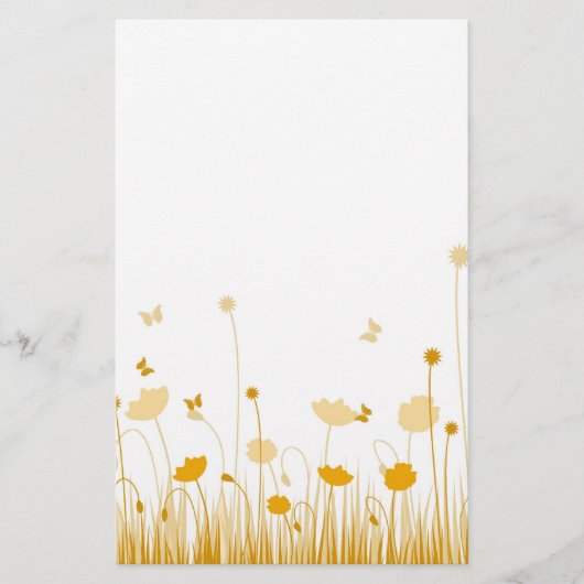 Minimalistische Sinaasappel en Witte Poppies Meado Briefpapier (Voorkant)