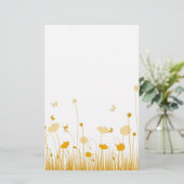 Minimalistische Sinaasappel en Witte Poppies Meado Briefpapier (Staand voorkant)