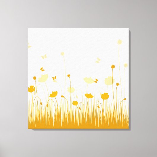 Minimalistische Sinaasappel en Witte Poppies Meado Canvas Afdruk (Voorkant)