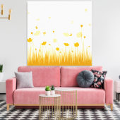 Minimalistische Sinaasappel en Witte Poppies Meado Canvas Afdruk (Insitu (Woonkamer))