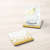 Minimalistische Sinaasappel en Witte Poppies Meado Drankjes Onderzetter (Rechterzijde)