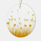 Minimalistische Sinaasappel en Witte Poppies Meado Keramisch Ornament (Links)