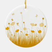Minimalistische Sinaasappel en Witte Poppies Meado Keramisch Ornament (Achterkant)