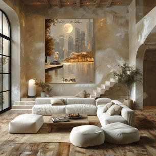 Minimalistische Singapore Skyline – Aziatische Sta Poster