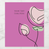Minimalistische Single Line Art Botanical Wijn Etiket (Enkel label)