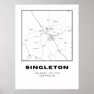 Minimalistische Singleton-kaart met coördinaten Poster