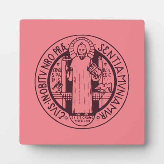 Minimalistische Sint-Benedictusmedaille Symbool Ku Fotoplaat (Voorkant)