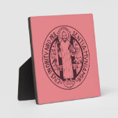 Minimalistische Sint-Benedictusmedaille Symbool Ku Fotoplaat (Voorkant)
