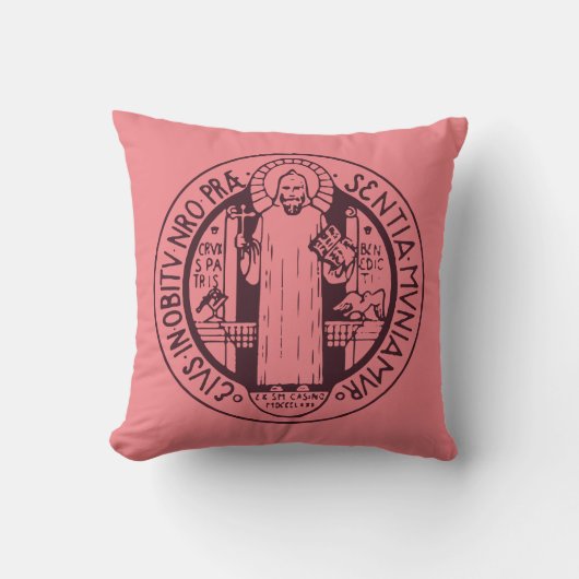 Minimalistische Sint-Benedictusmedaille Symbool Ku Kussen (Voorkant)