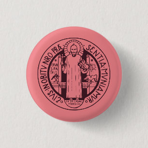 Minimalistische Sint-Benedictusmedaille Symbool Ku Ronde Button 3,2 Cm