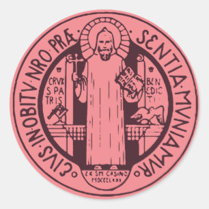 Minimalistische Sint-Benedictusmedaille Symbool Ku Ronde Sticker