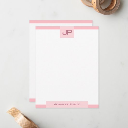 Minimalistische Sjabloon Elegant Blush Roze Monogr (Voorkant / Achterkant in situ)