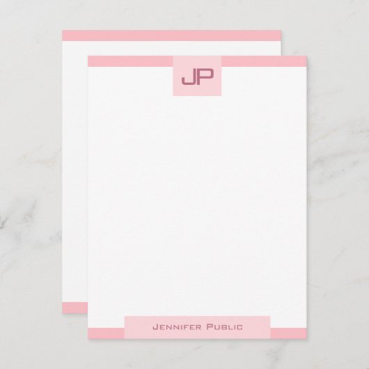 Minimalistische Sjabloon Elegant Blush Roze Monogr (Voorkant / Achterkant)