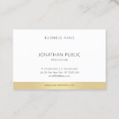 Minimalistische Sjabloon Elegant Goud Wit Modern T Visitekaartje (Achterkant)