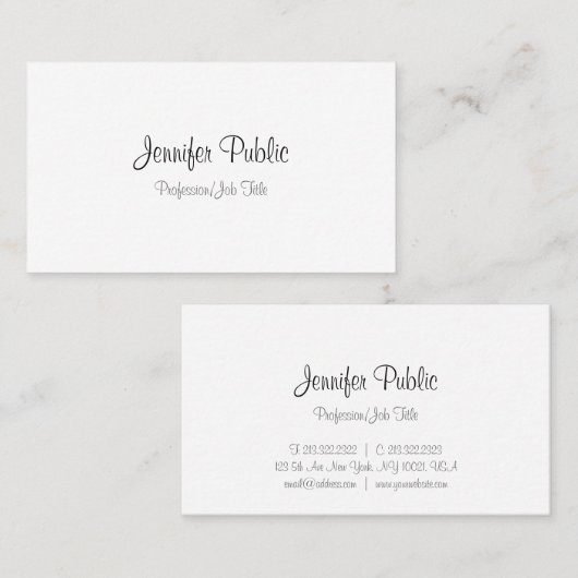 Minimalistische Sjabloon Handgeschreven Script Tek Visitekaartje (Voorkant / Achterkant)