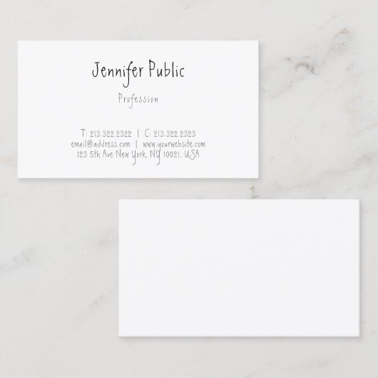 Minimalistische Sjabloon Kalligrafie Modern Trendy Visitekaartje (Voorkant / Achterkant)