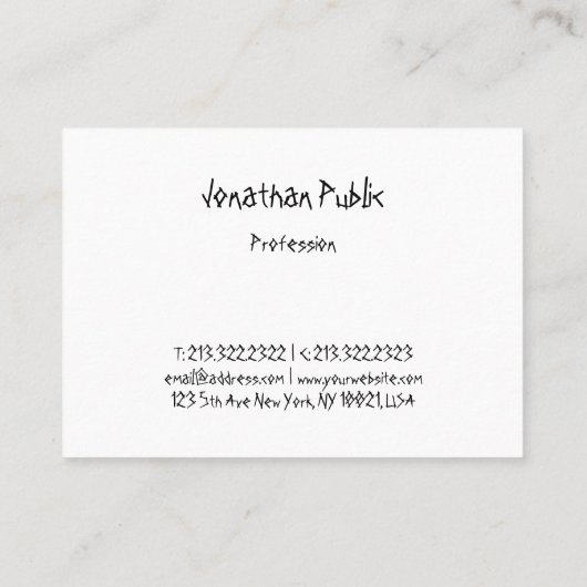 Minimalistische Sjabloon Modern Cool Hand Script Visitekaartje (Achterkant)