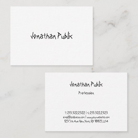 Minimalistische Sjabloon Modern Cool Hand Script Visitekaartje (Voorkant / Achterkant)