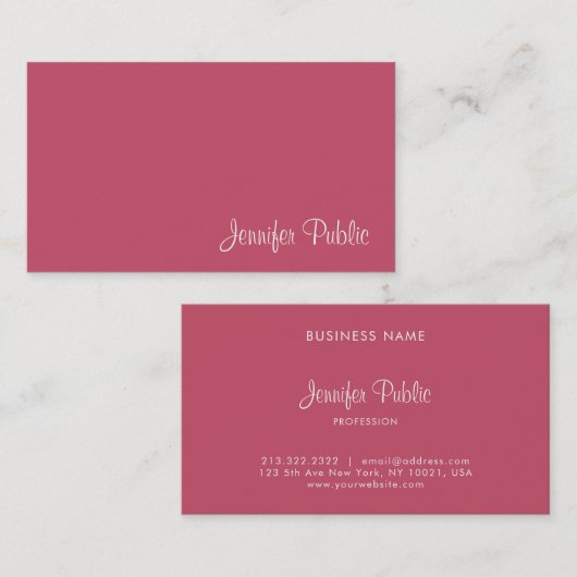 Minimalistische Sjabloon Modern Elegant Red Simple Visitekaartje (Voorkant / Achterkant)