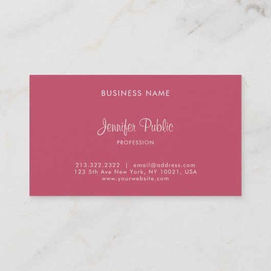 Minimalistische Sjabloon Modern Elegant Red Simple Visitekaartje (Achterkant)