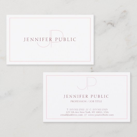 Minimalistische Sjabloon Modern Monogram Professio Visitekaartje (Voorkant / Achterkant)
