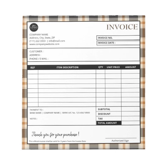 Minimalistische Sjabloon voor geplakte zakelijke f Notitieblok (Voorkant)