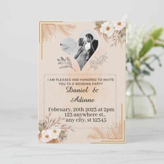 Minimalistische Sjabloon voor het uitnodigen van e Kaart (Staand voorkant)