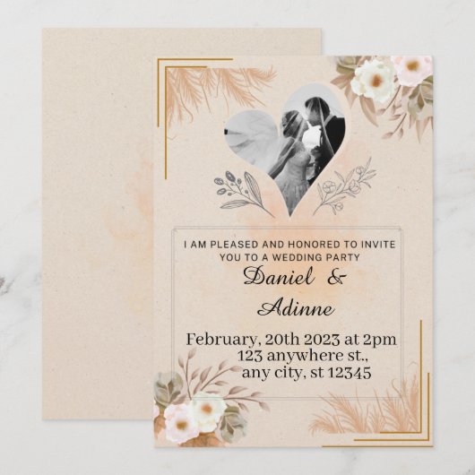 Minimalistische Sjabloon voor het uitnodigen van e Kaart (Voorkant / Achterkant)