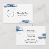 MINIMALISTISCHE SJABLOON WATERVERF BLAUW VISITEKAARTJE (Voorkant / Achterkant)