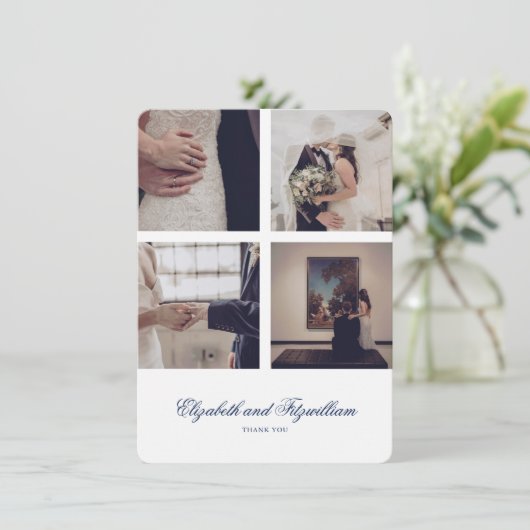 Minimalistische Sketched Love Swans bruiloft Bedankkaart (Staand voorkant)