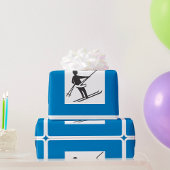 Minimalistische skilift symbool met blauwe rand cadeaupapier